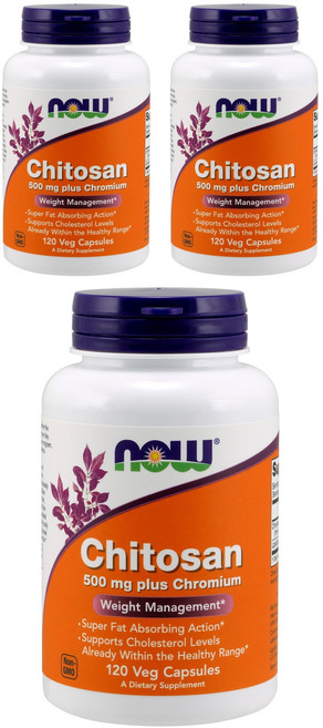 NOW Foods 幾丁聚醣&鉻素食膠囊, 120顆, 3罐