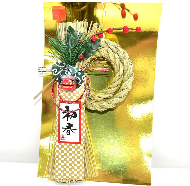 初春迎春注連繩新年裝飾 開運祈福吉祥物吊飾 日本正版 25x15cm, 1個