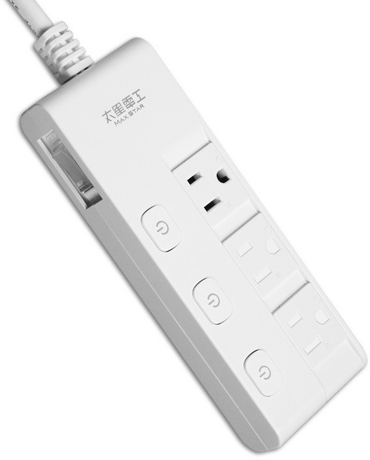 太星電工 蓋安全四開三插滑蓋電腦線/3P OCJ43309, 270cm, 白色, 1條