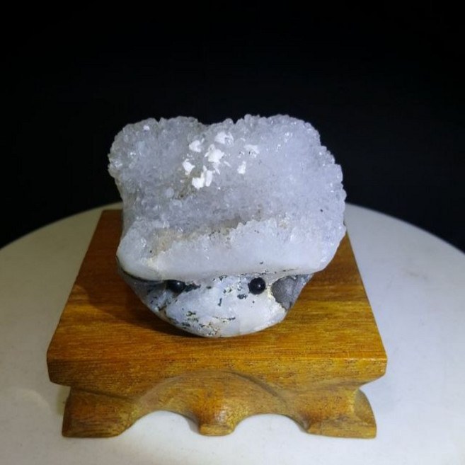 靖靖水晶礦石 白晶簇刺蝟擺件 白水晶藝品 療癒系水晶擺飾 招財避邪風水擺件, 白色