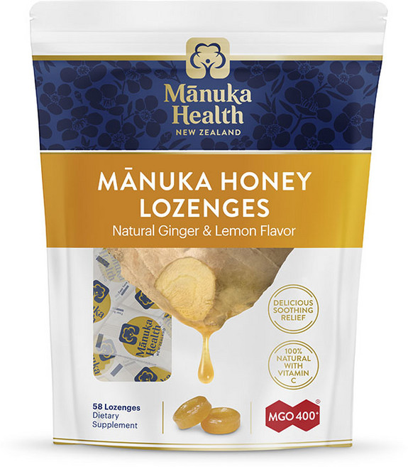 Manuka Health MGO 400麥盧卡蜂蜜檸檬&生薑口味錠, 1個, 58入