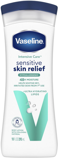 Vaseline 凡士林 深層修護敏感肌膚舒緩身體乳液 含膠狀燕麥, 295ml, 1個