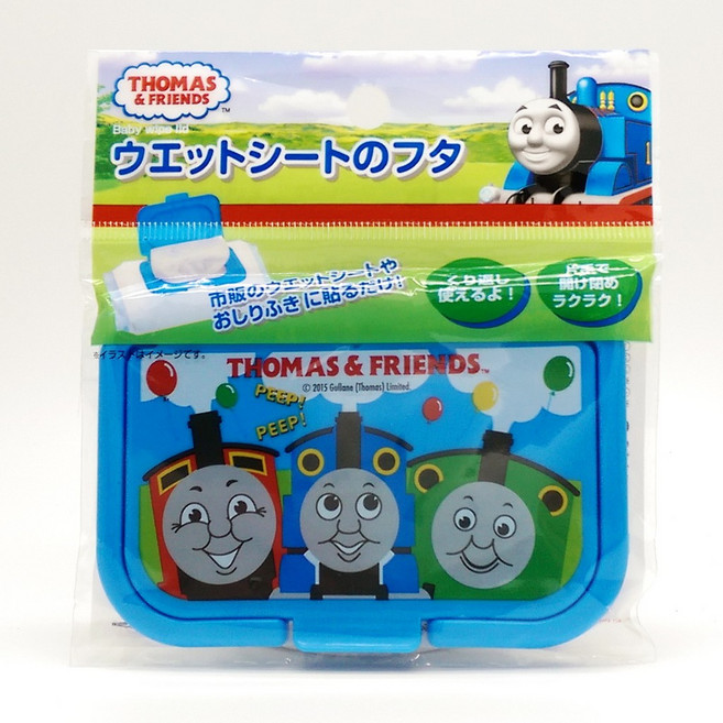 日本 Thomas 湯瑪仕 小火車 濕紙巾黏貼蓋 可重複用, 藍色, 1個