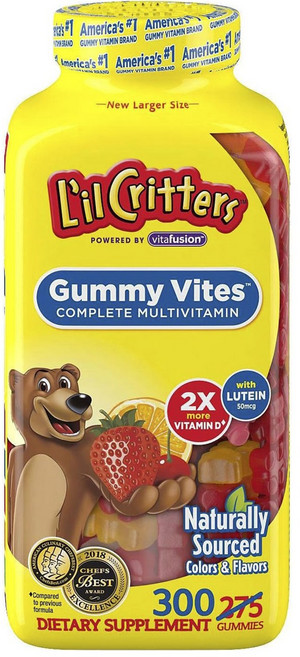 L'il Critters L'll Criters 軟糖複合維他命 190 片 莓果味 柳橙味, 300顆, 1個