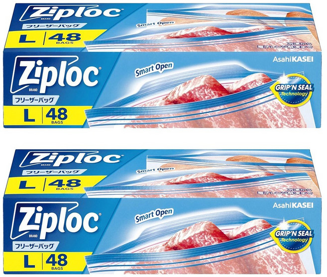 Ziploc 密保諾 冷凍密封夾鏈袋, 2盒, 48個, 大(L號)