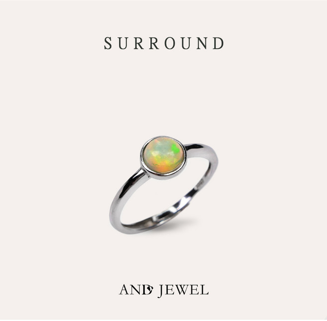 AND JEWEL 蛋白石 多色圓形 6mm 戒指 蛻變系列 銀色 國際圍14號