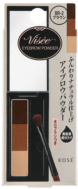 KOSE 高絲 3色立體柔霧眉彩盤, 1盒, BR-2 自然棕