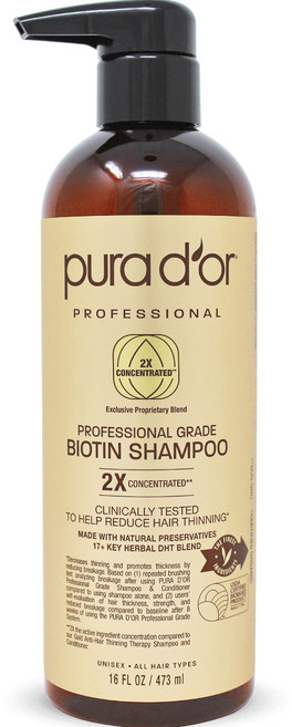 pura d'or 專業級生物素洗髮精, 1瓶, 473ml