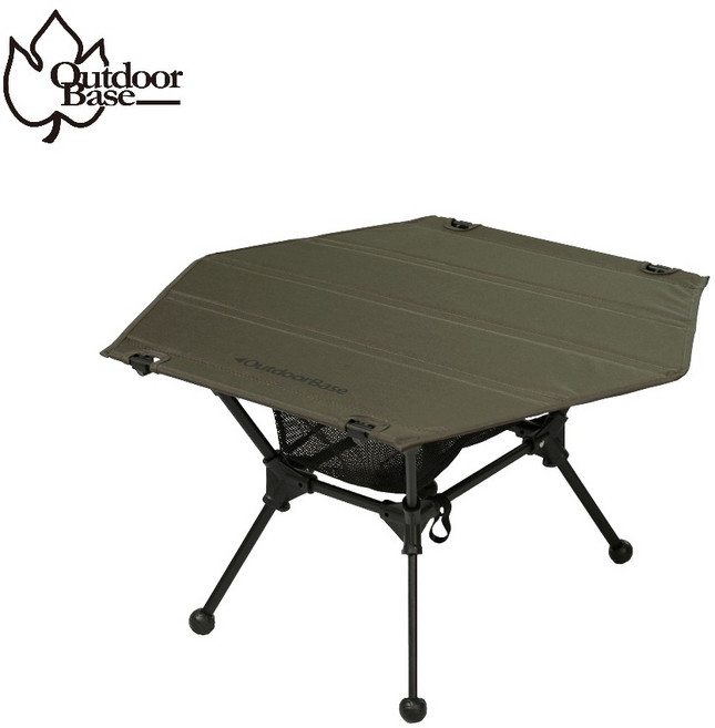 OutdoorBase R5 六角鋁合金折疊露營桌/戰術桌, 森綠