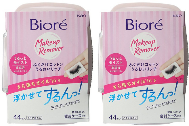 Biore 蜜妮 盒裝深層卸妝棉 水嫩保濕型, 2盒, 44片