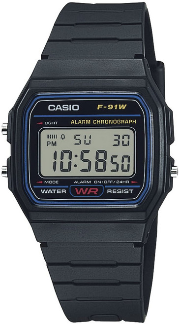 CASIO 卡西歐 男款聚氨酯電子手錶 F-91W-1JH