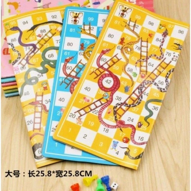 寶媽角落 跳棋 蛇棋 親子互動 玩具 兒童 桌遊 益智遊戲 大號 蛇形棋 蛇和梯子 蛇盤棋 大富翁 蛇棋盤, 蛇棋盤遊戲,顏色隨機, 1個
