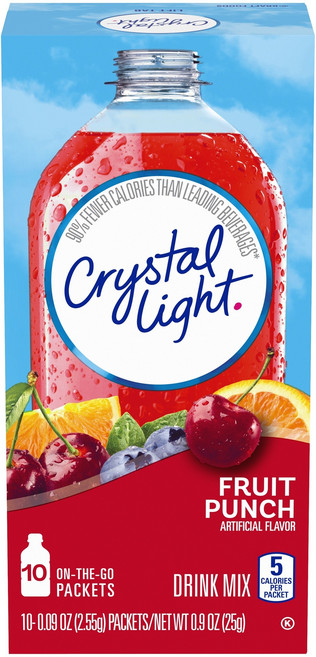 Crystal Light 無糖沖泡粉 水果賓治風味, 2.55g, 10條, 1盒