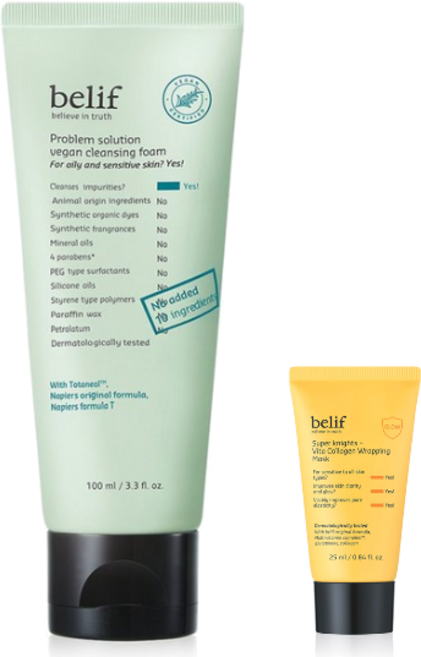 빌리프 프라블럼 솔루션 비건 클렌징 폼, 100ml, 1개 (+빌리프 사은품 증정)