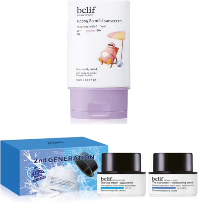 빌리프 유아용 해피 보 마일드 선 스크린 SPF50+ PA++++, 50ml, 1개 (+빌리프 사은품 증정)