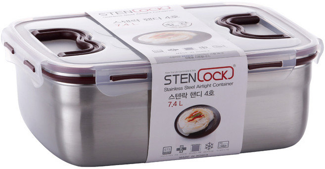 STENLOCK 史丹利 經典Stenlock手提不鏽鋼保鮮盒4號 7400ml, 7.4L, 1個, 密封容器
