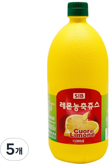 SIB 檸檬濃縮汁, 5個, 1L