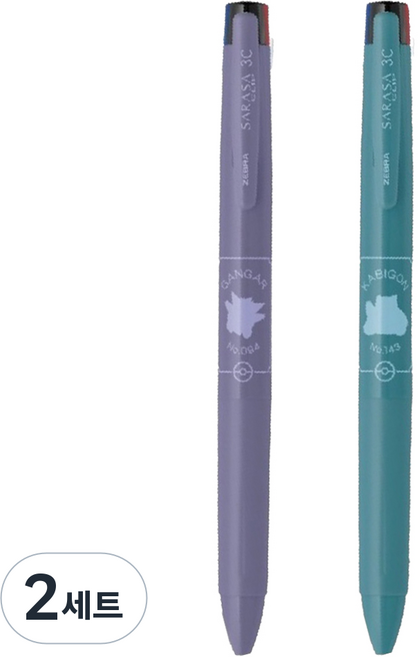 ZEBRA 斑馬牌 SARASA 夾式寶可夢3色原子筆 0.5mm 2款套組, 幻之寶可夢, 卡比獸, 2套
