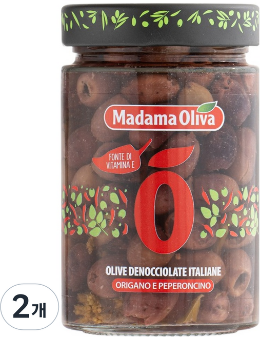 MADAMA OLIVA 去核黑萊齊諾羅勒和辣椒橄欖, 300g, 2個