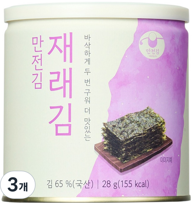 MANJUN 傳統海苔罐, 28g, 3個