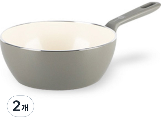 GREEN PAN 電磁爐適用Memphis陶瓷塗層單柄主廚鍋 石英灰, 20cm, 2個