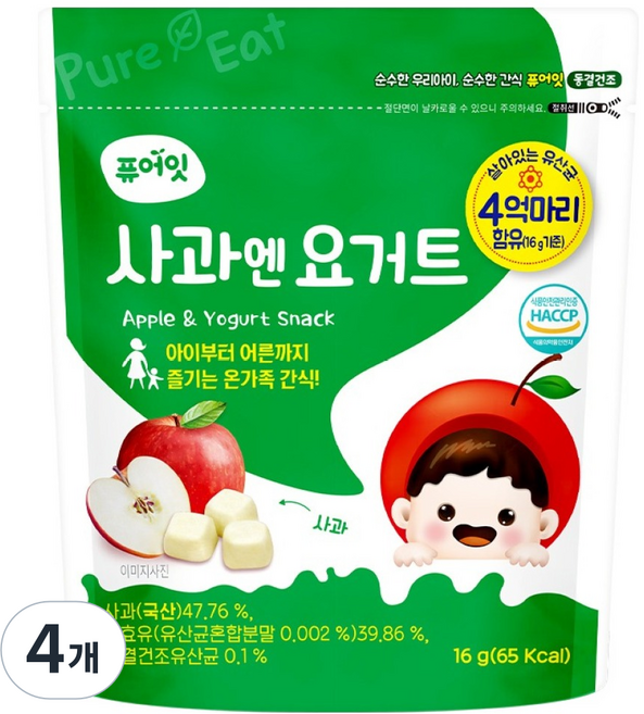 Pure Eat 蘋果優格, 16g, 4個