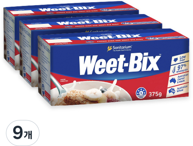 Weet-Bix 原味穀片, 9個, 375g