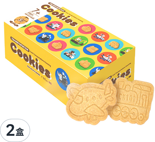 School of Cookie 台灣優格餅乾學院 天然奶油 交通工具造型餅乾禮盒 雞蛋口味 16包, 224g, 2盒