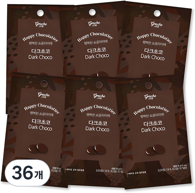 Grashe 幸福巧克力師 黑巧克力, 單品, 36個, 100g