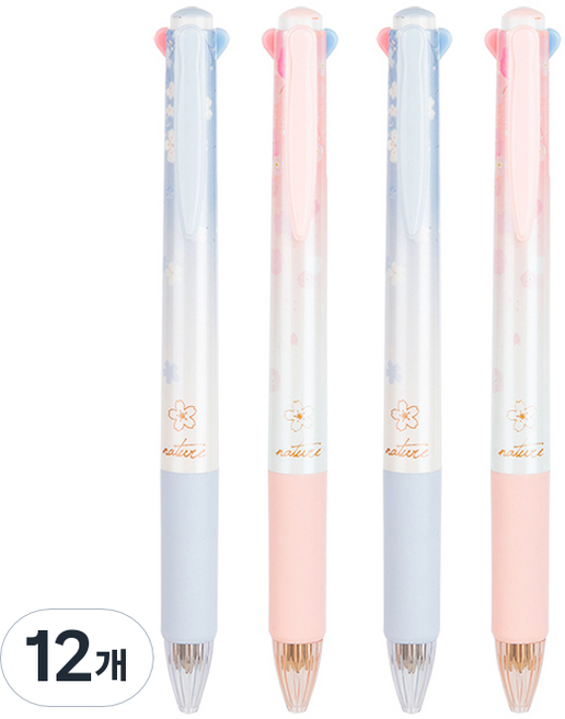 deLi 得力 花朵4色原子筆 0.7mm S311, 隨機出貨, 12個