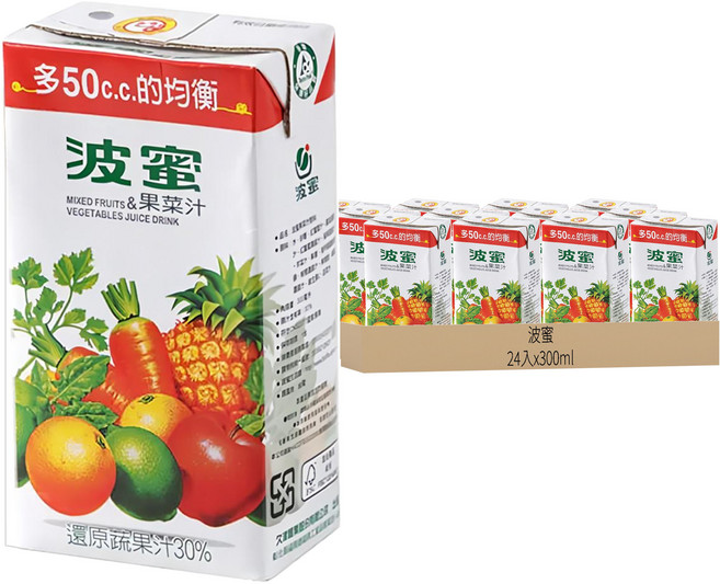 波蜜 果菜汁, 300ml, 24入
