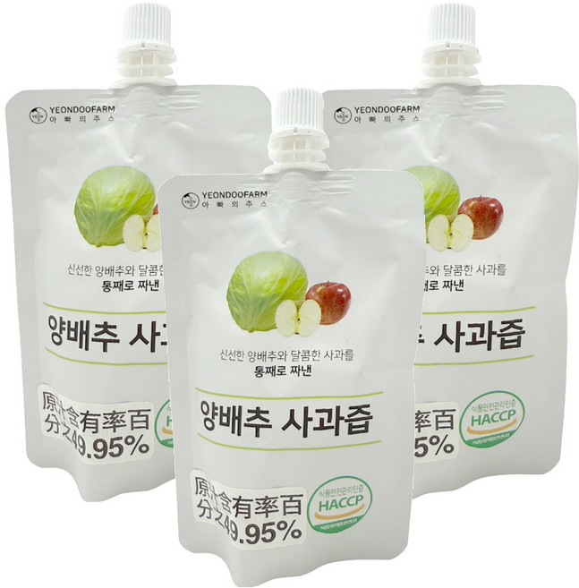 YEONDOOFARM 甘藍菜及蘋果汁, 100ml, 3包