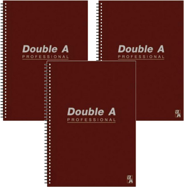 Double A A5線圈筆記本 辦公室系列, 咖啡色, 3本