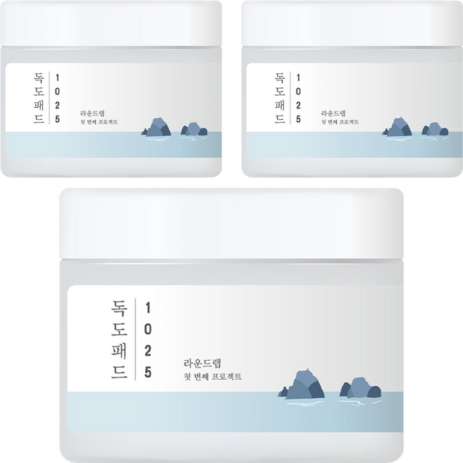 RoUND LAB 1025 去角質棉片 120g, 70片, 3罐