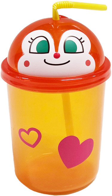 LEC ANPANMAN 麵包超人 轉蓋吸管杯, 紅精靈 紅色, 330ml, 1個