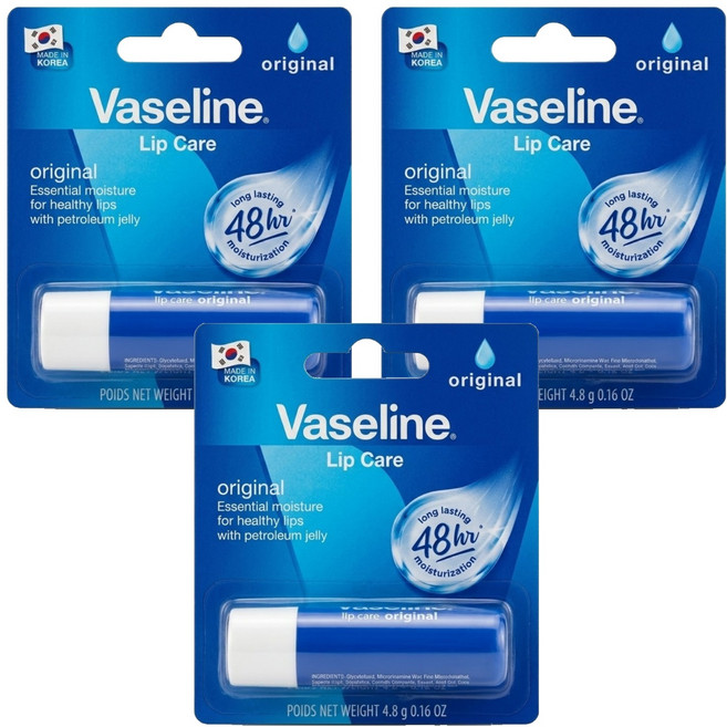 Vaseline 凡士林 護唇膏, 原味無香, 4.8g, 3支