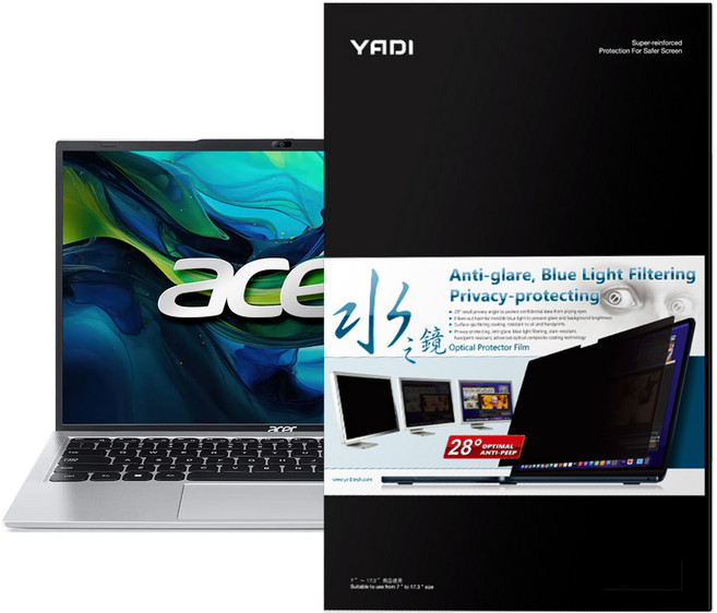 YADI 亞第 插卡隱貼 16 : 10 水之鏡防窺片 Acer Aspire AL14 52M 54QL專用 PF4PPB-W140 14吋, 單一顏色, 1個
