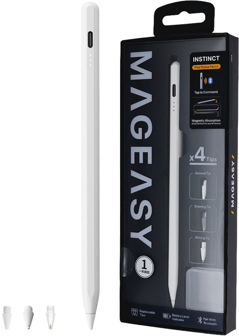 MAGEASY iPad 磁吸藍芽觸控筆 附3筆頭 白色 Instinct
