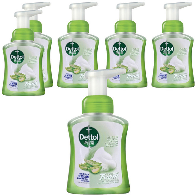 Dettol 滴露 抗菌泡沫洗手乳 滋潤蘆薈, 250ml, 6瓶