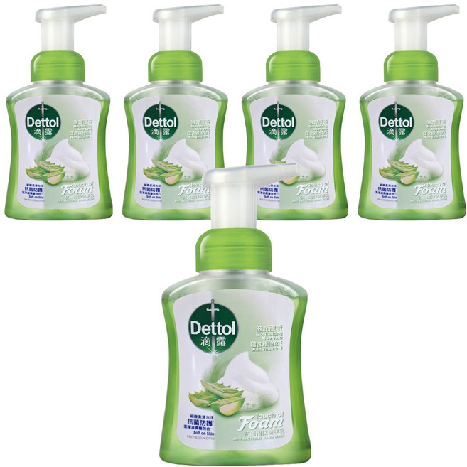 Dettol 滴露 抗菌泡沫洗手乳 滋潤蘆薈, 250ml, 5瓶