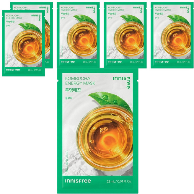 INNISFREE 台灣公司貨 我的真萃能量面膜 康普茶 22ml, 6個, 1個裝