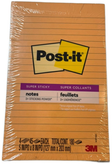 3M Post-it 強力黏著會議便條紙4色組, 1個, 橘色 + 粉色 + 綠色 + 藍色, 180張