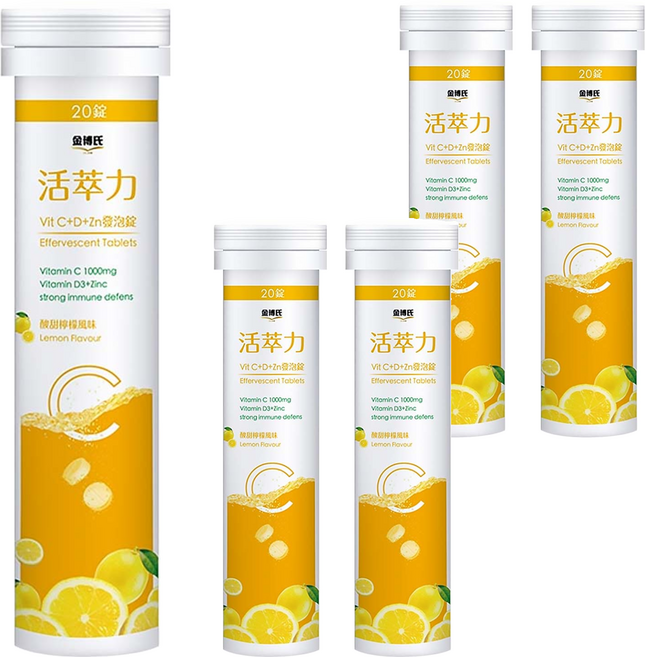 DR.KIM 金博氏 活萃力 Vit C + D + Zn 發泡錠, 5支, 20顆