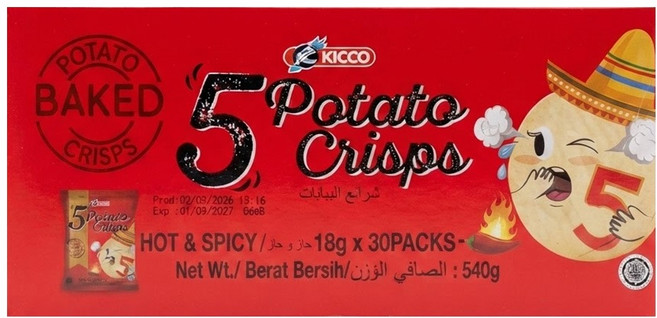 KICCO Five 洋芋薄脆餅 韓式辣味, 540g, 1盒