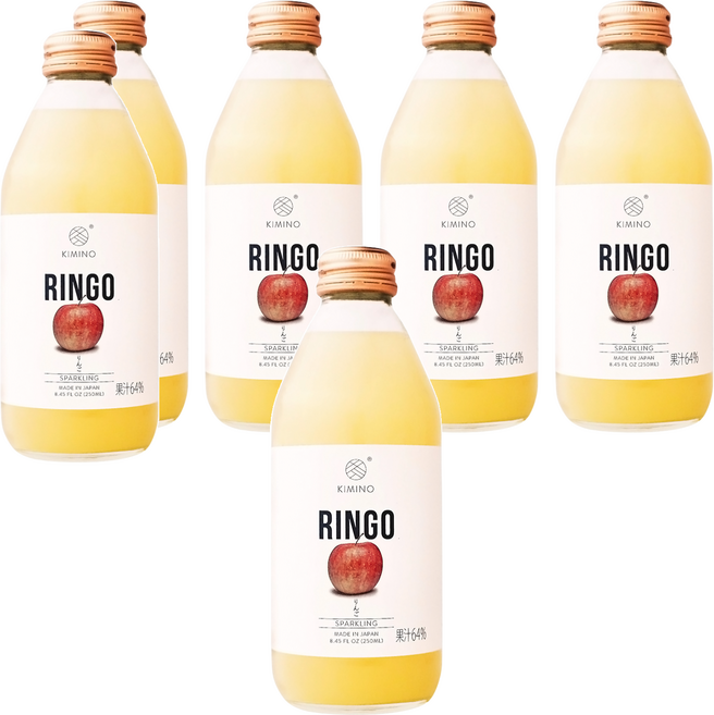KIMINO 青森蘋果氣泡果汁飲, 6個, 250ml