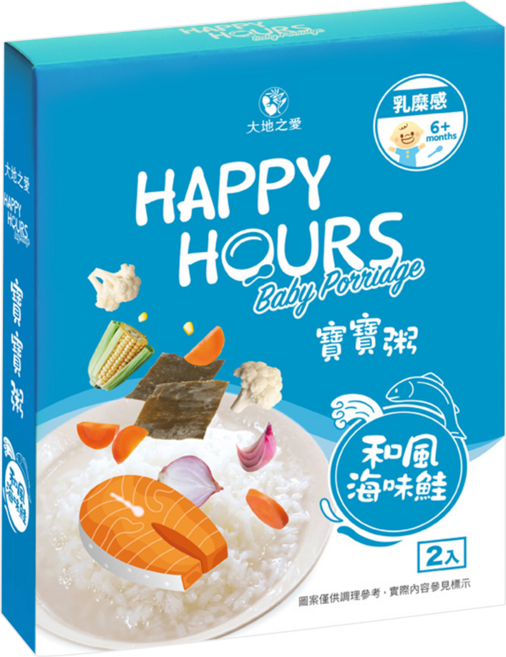 HAPPY HOURS 寶寶粥 6個月以上 2包, 和風海味鮭, 300g, 1盒