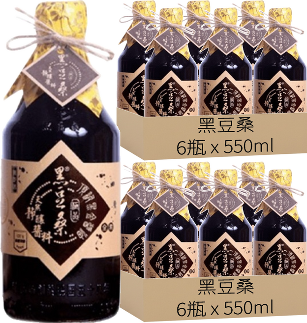 黑豆桑 天然極品黑金醬油, 550ml, 12瓶