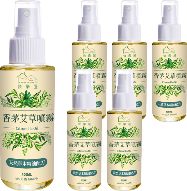 HAPPY HOUSE 快樂屋 香茅艾草噴霧, 100ml, 6瓶