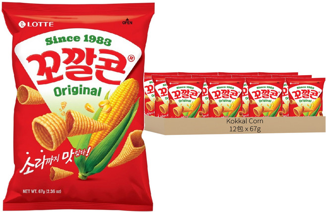 Kokkal Corn 玉米脆角 原味, 67g, 12包