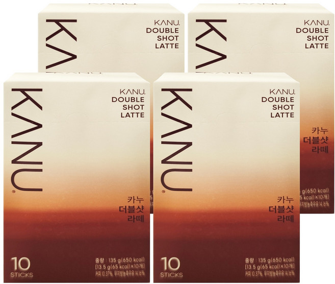 KANU 漸層奶香雙拿鐵咖啡, 13.5g, 10條, 4盒